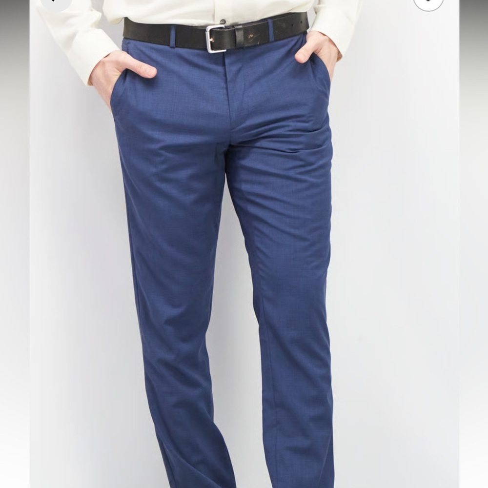 NWT Cliff-in "Italian Fit" Men’s Trousers - Dark Blue Grid Pattern - Sz 34